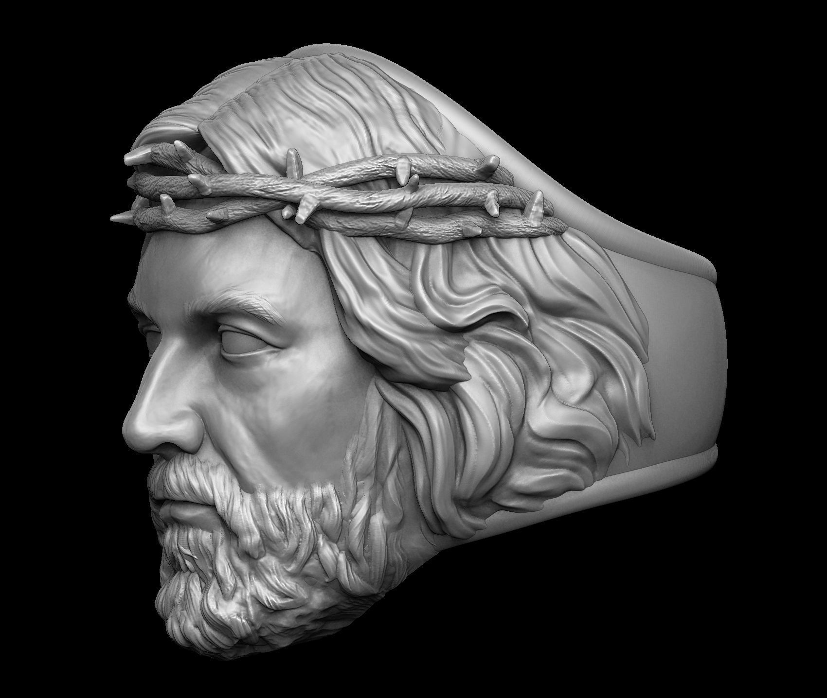 Crown of Thorns - Jesus Christ Ring 3D print model_3