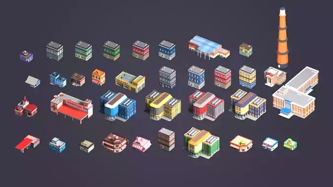 Simple Town - Low Poly Assets Low-poly 3D model