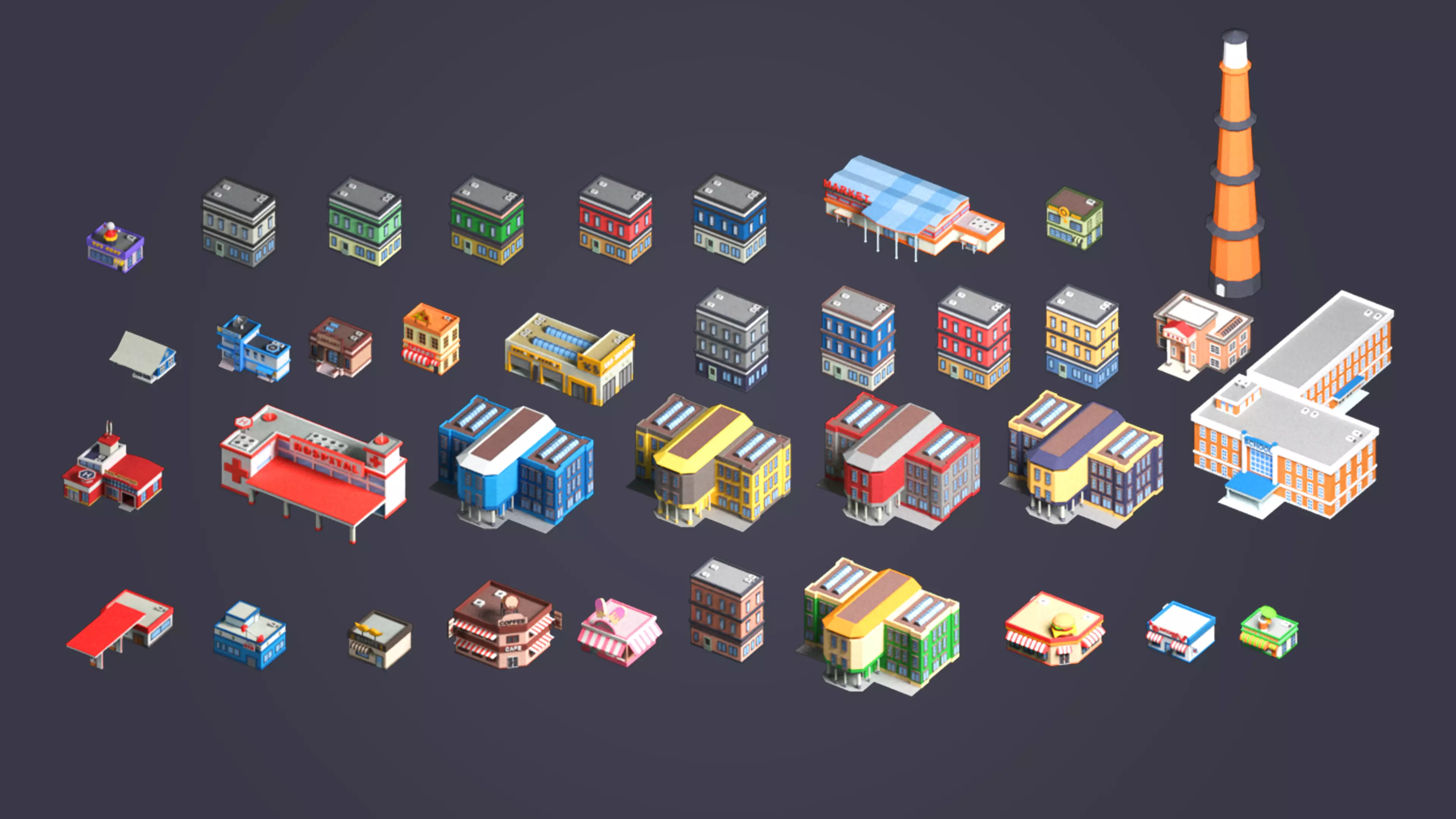 Simple Town - Low Poly Assets Low-poly 3D model_0