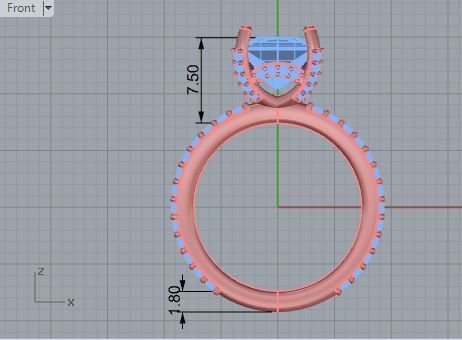 Chain style diamond ring 3662 3D print model 3D print model_5