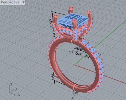 Chain style diamond ring 3662 3D print model 3D print model_7