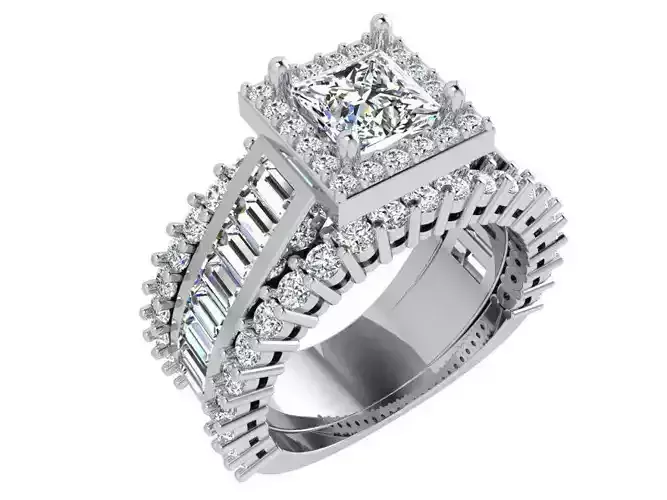 3-row square diamond ring 3663 3D print model