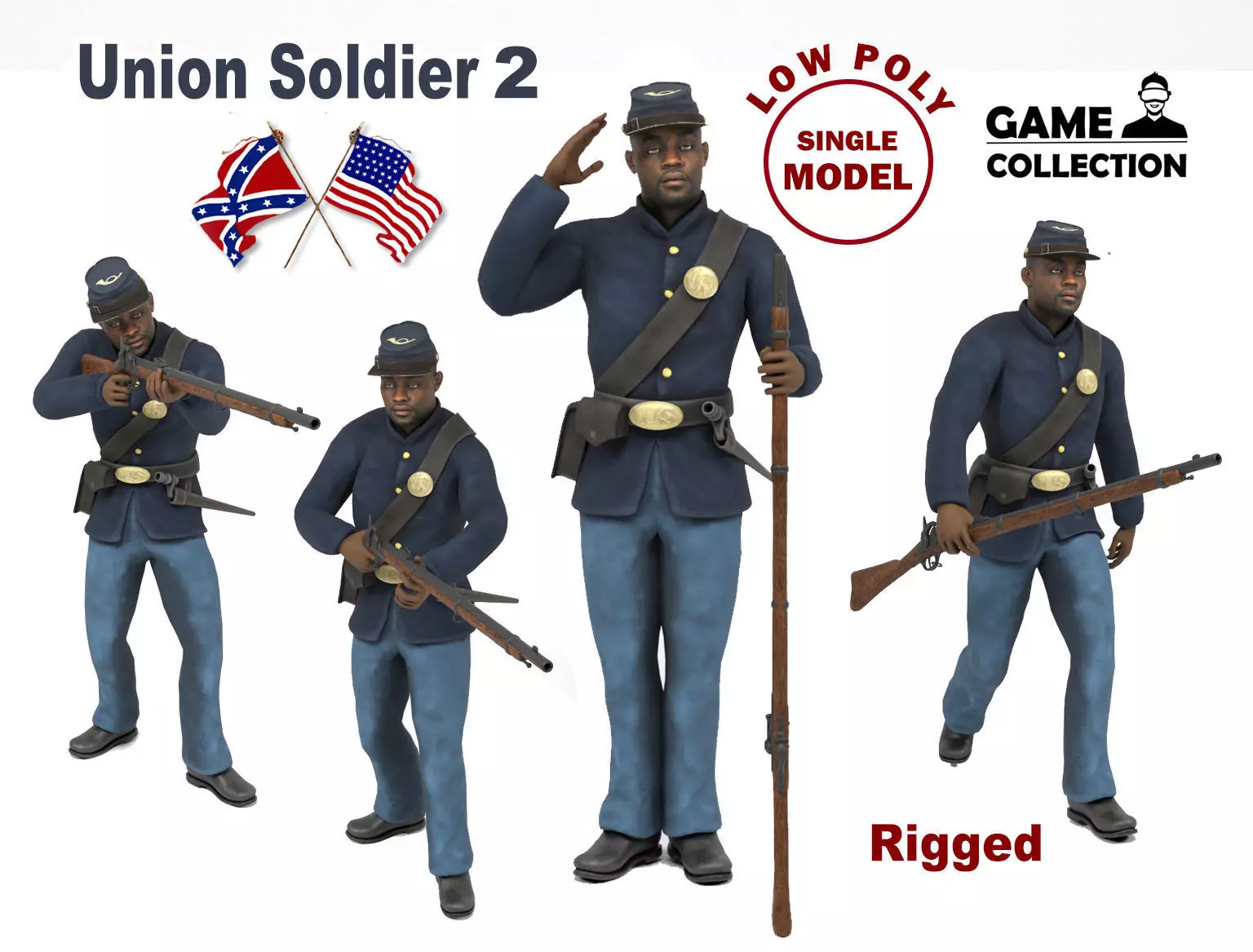 Union Soldier 2 Low-poly 3D model_0