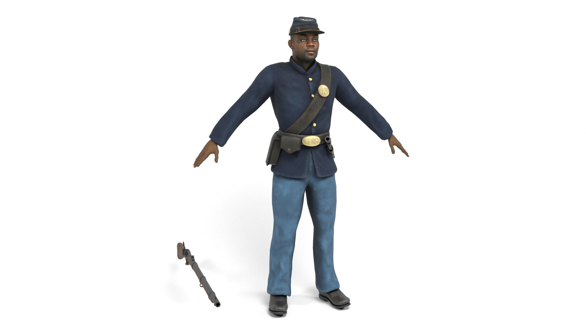 Union Soldier 2 Low-poly 3D model_1