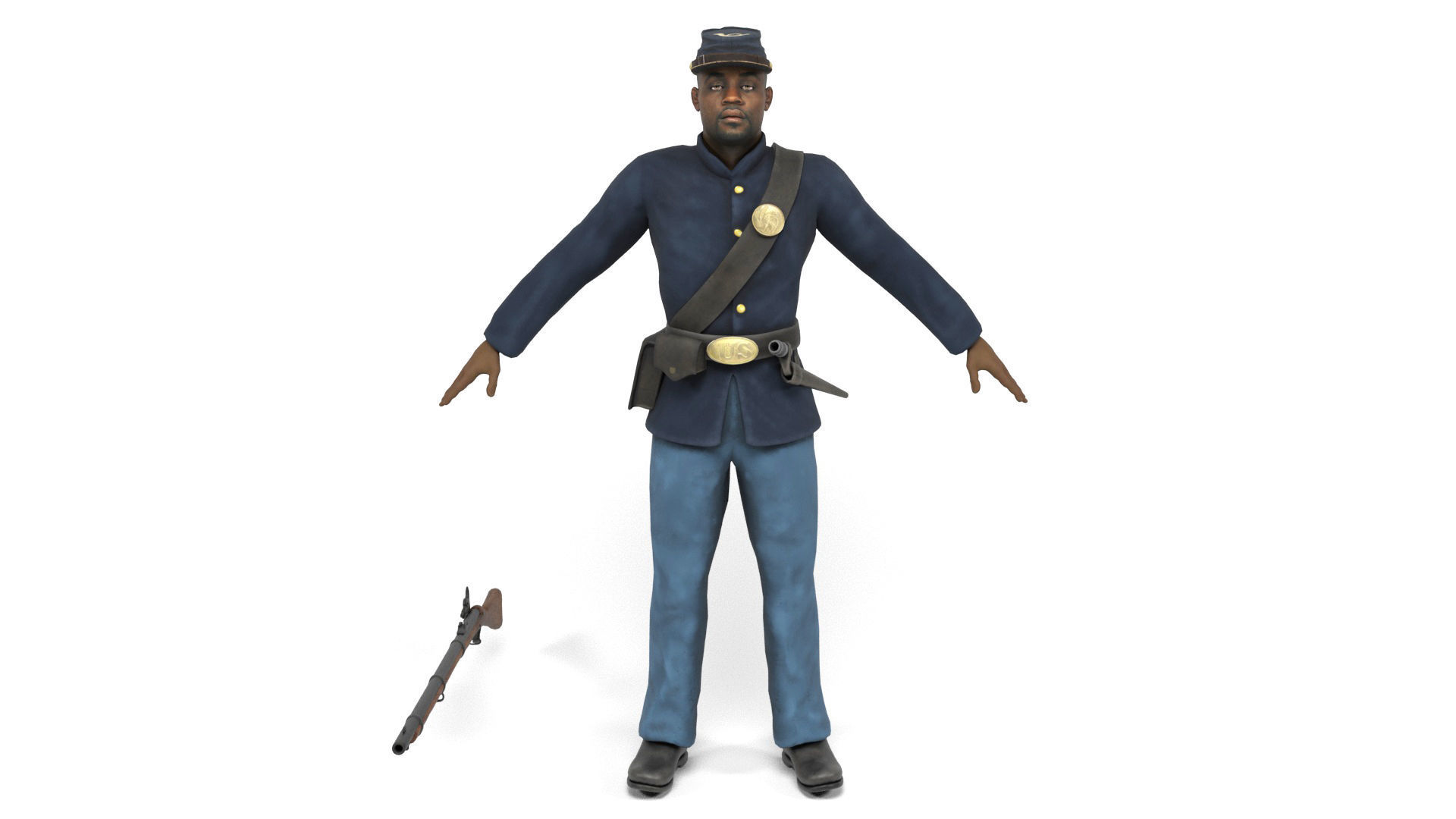 Union Soldier 2 Low-poly 3D model_2