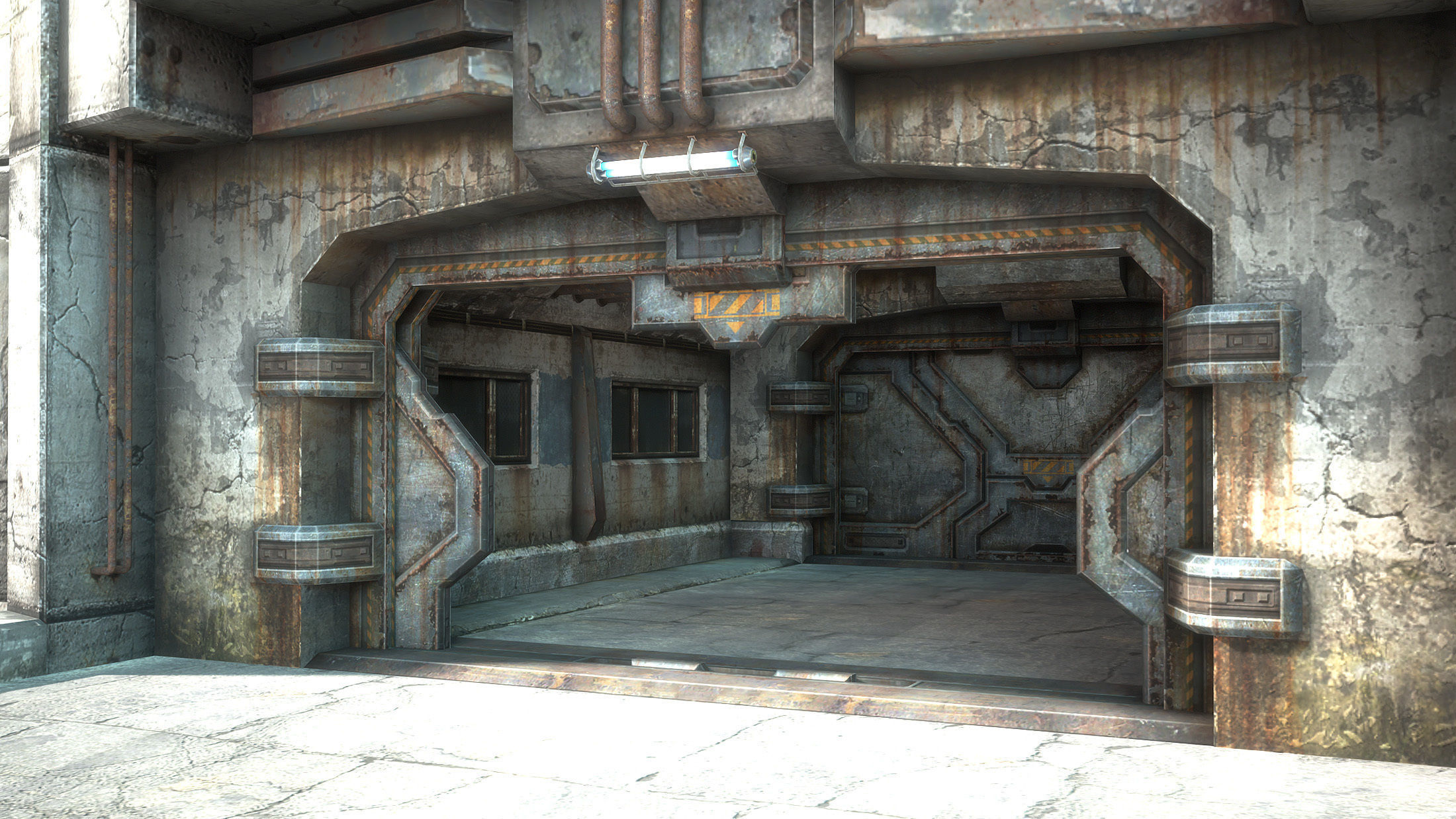 Futuristic City Defensive Walls Low-poly 3D model_2