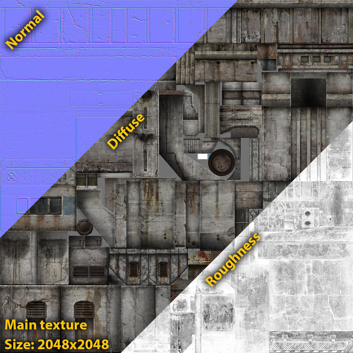 Futuristic City Defensive Walls Low-poly 3D model_8