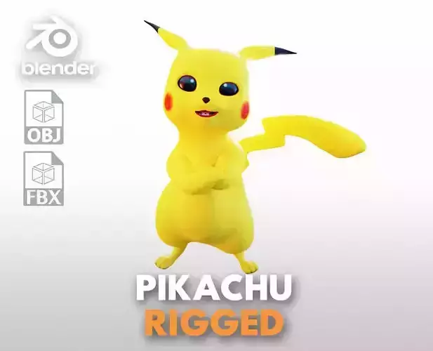 Electric Mouse - Rigged Cartoon Character for Blender Low-poly 3D model Electric Mouse - Rigged Cartoon Character for Blender Low-poly 3D model