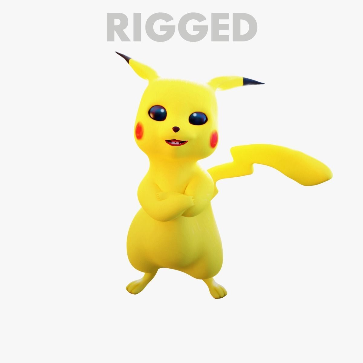 Electric Mouse - Rigged Cartoon Character for Blender Low-poly 3D model_37