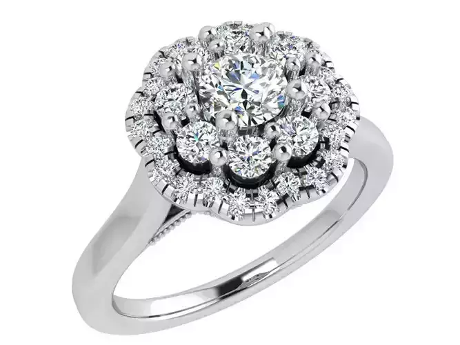 Opened flower diamond ring 3665 3D print model