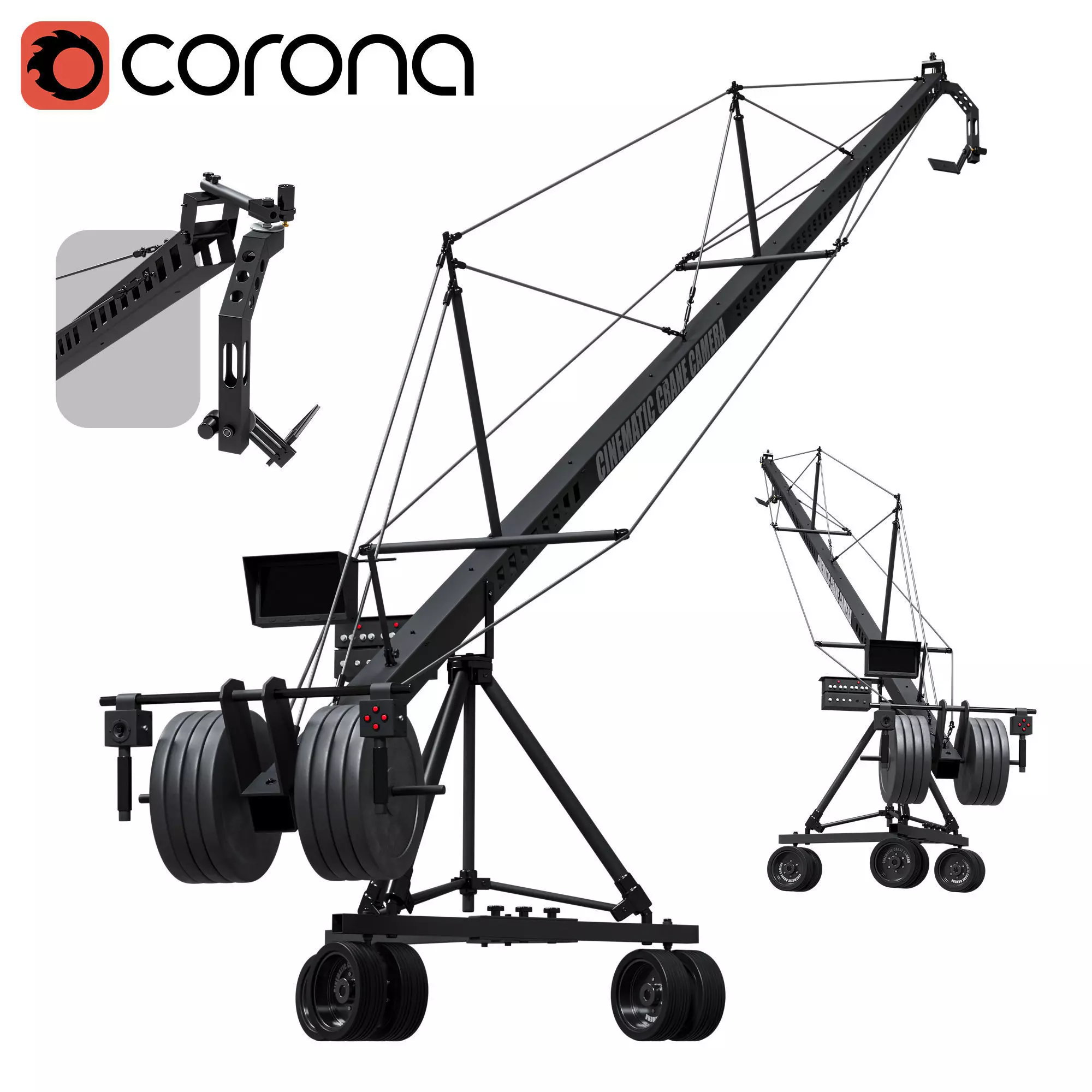 Cinematic crane camera black 3D model