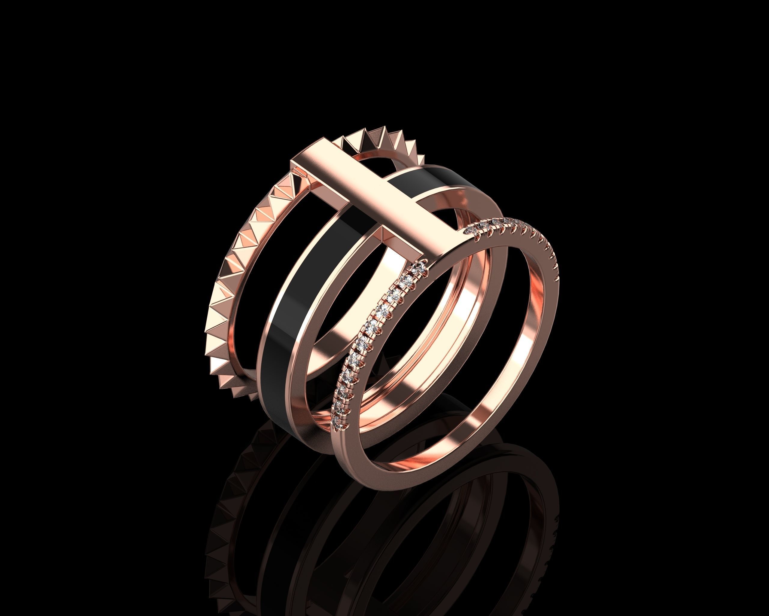 Rings with Enamel two version N142 3D print model_34