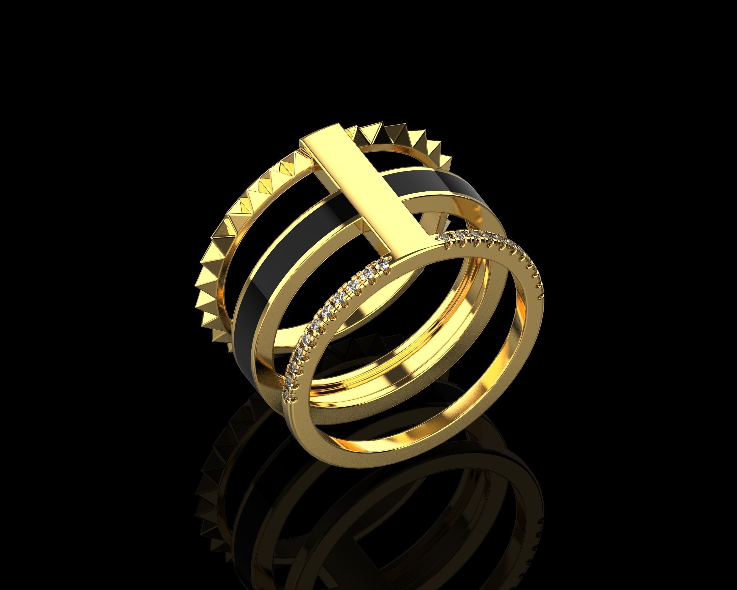 Rings with Enamel two version N142 3D print model_26