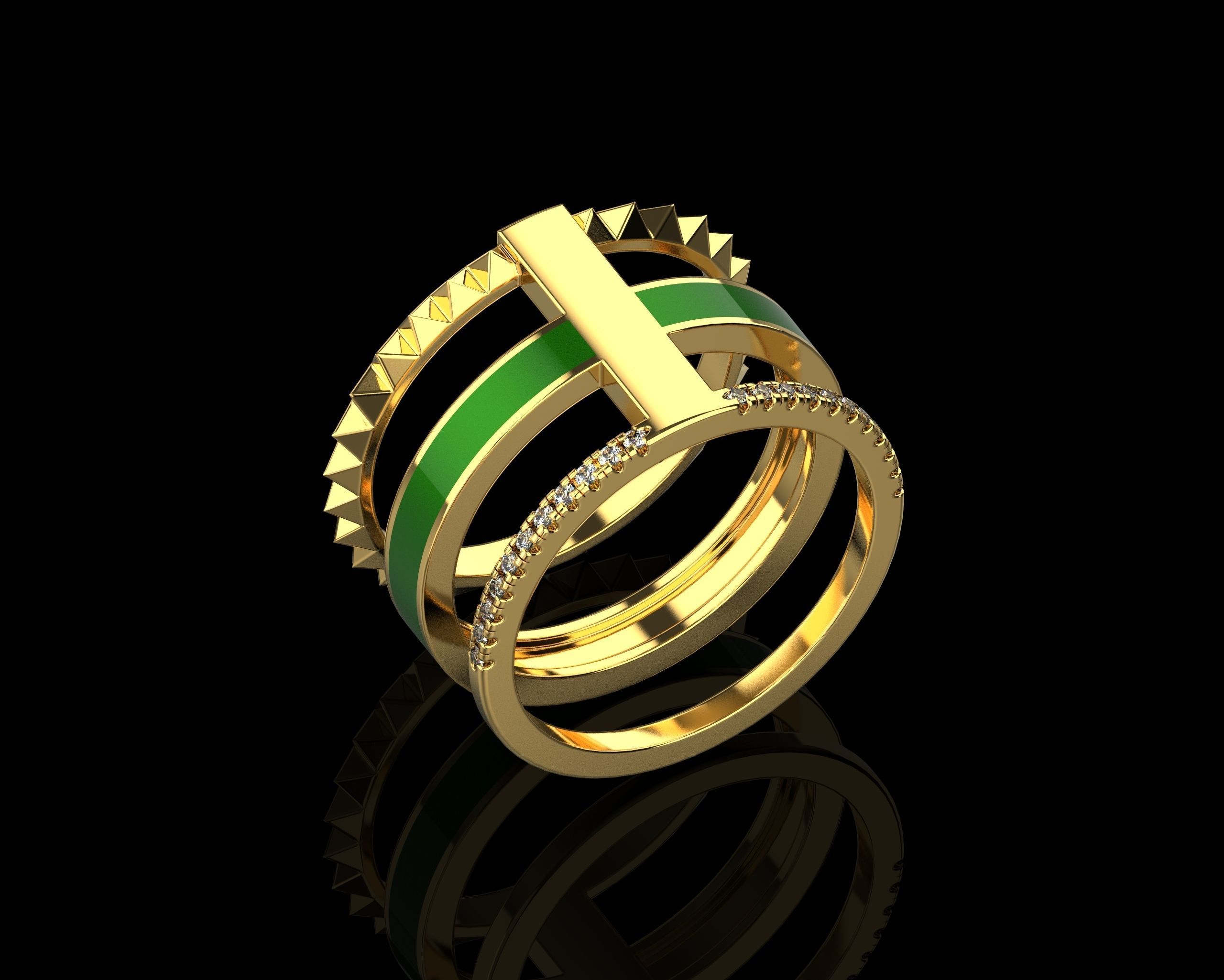 Rings with Enamel two version N142 3D print model_25