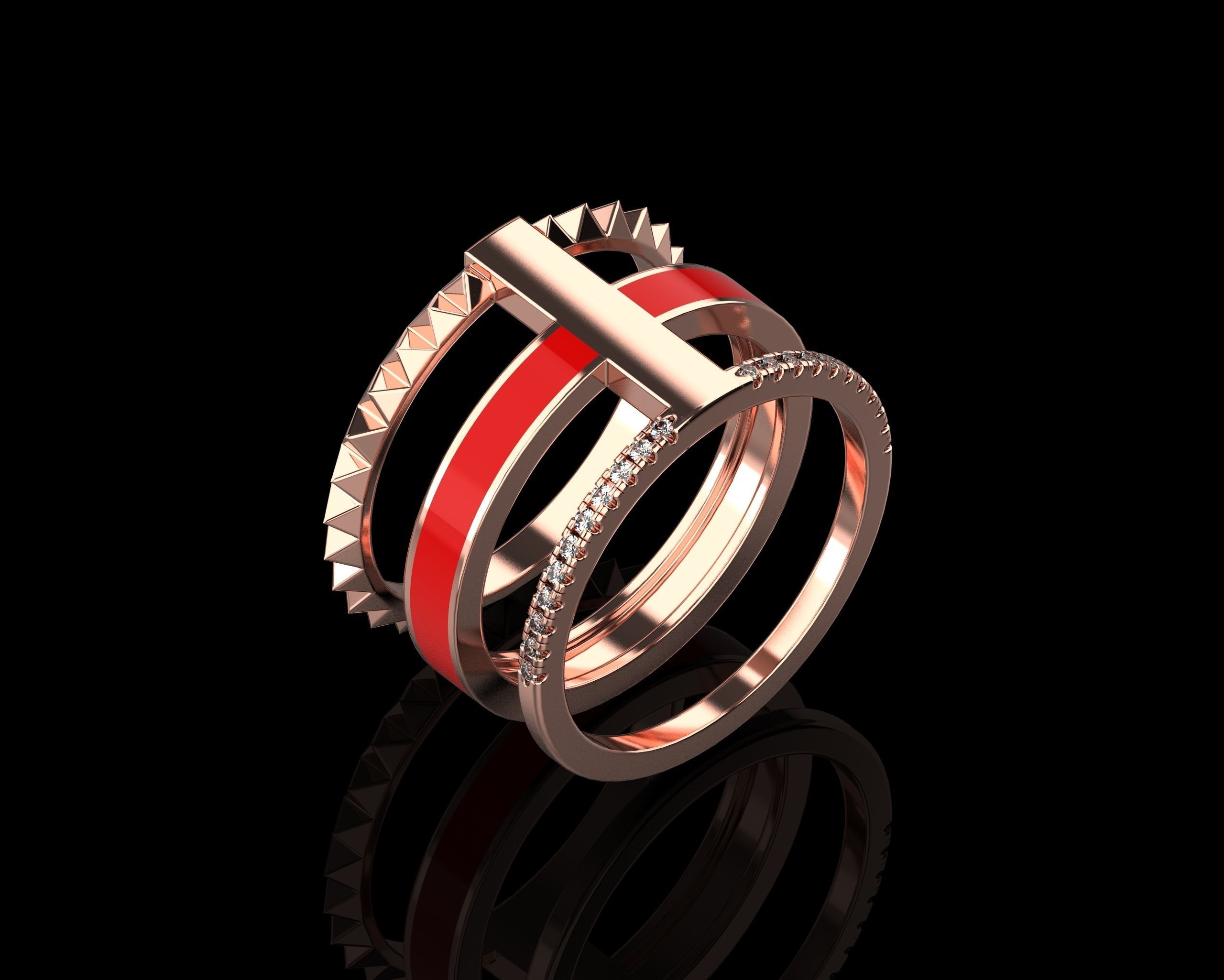 Rings with Enamel two version N142 3D print model_33