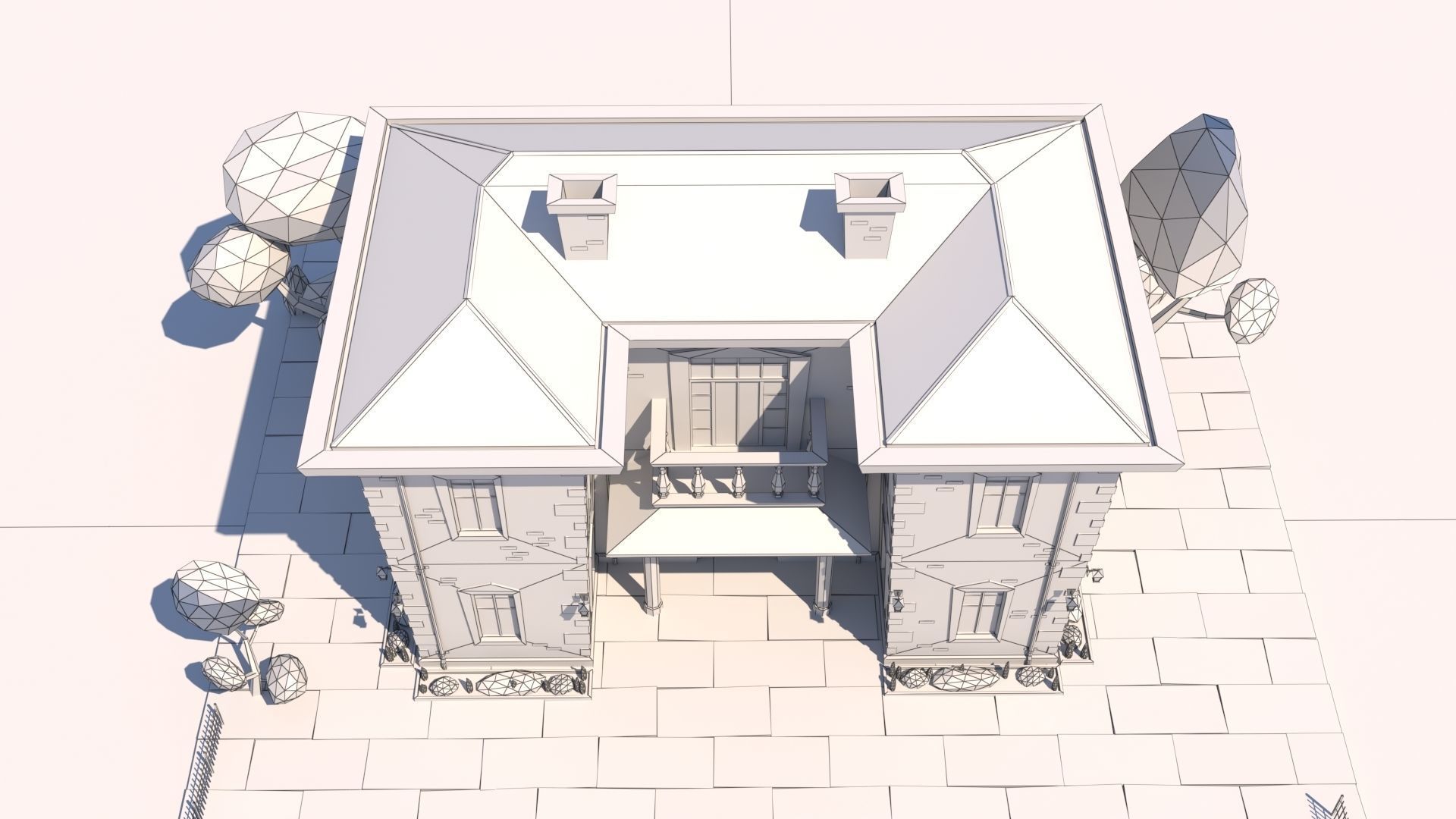 Low Poly Stylized European Street House Building 01  Low-poly 3D model_27