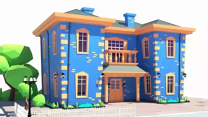 Low Poly Stylized European Street House Building 01  Low-poly 3D model