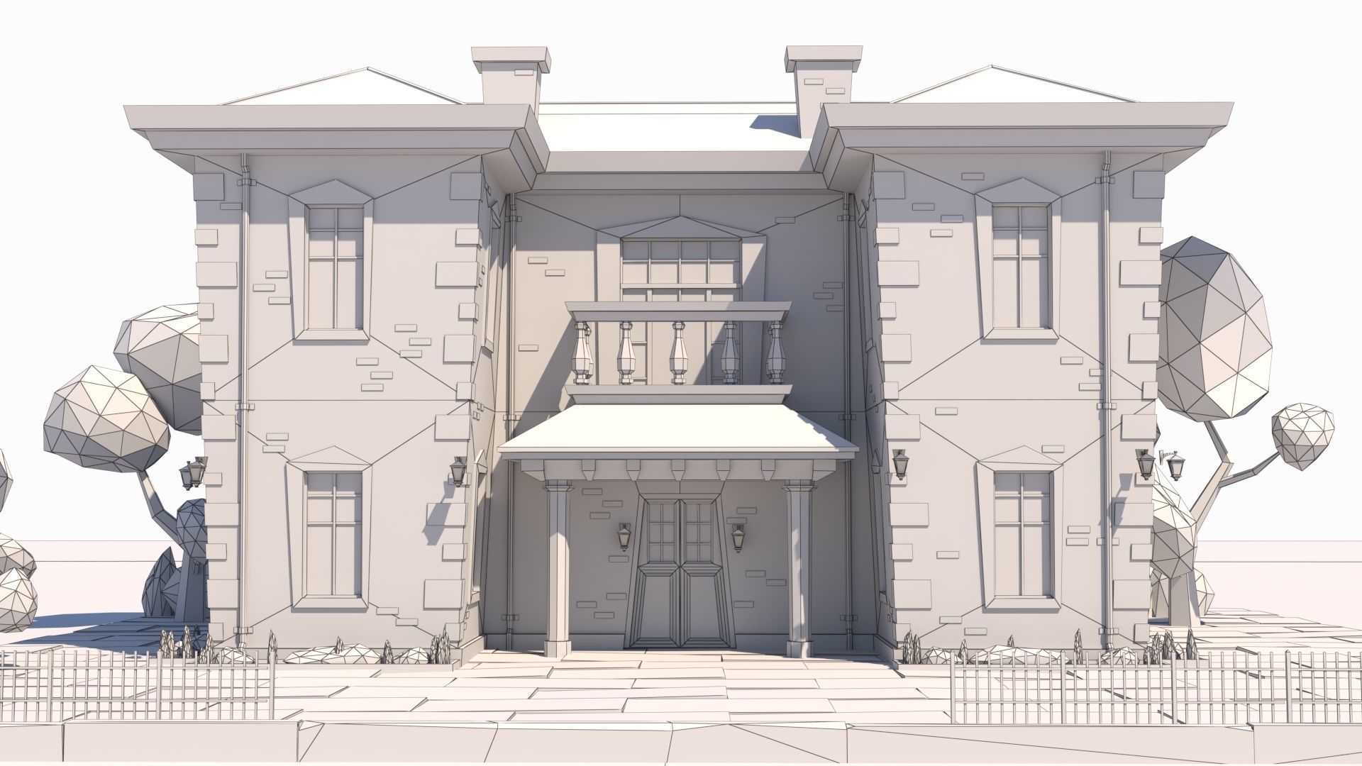 Low Poly Stylized European Street House Building 01  Low-poly 3D model_26