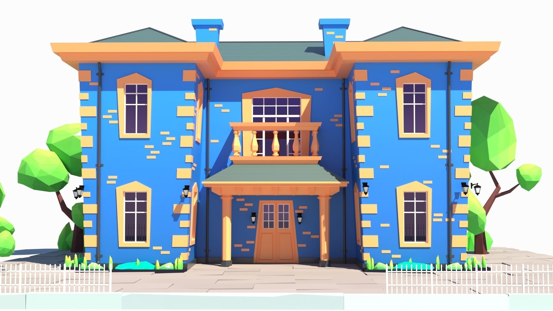 Low Poly Stylized European Street House Building 01  Low-poly 3D model_10