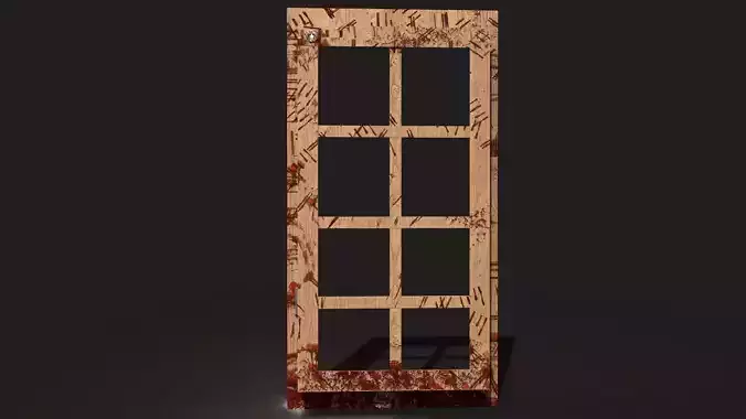 Realistic Blood-Stained Gunshot Window 3D Model for Games Low-poly 3D model