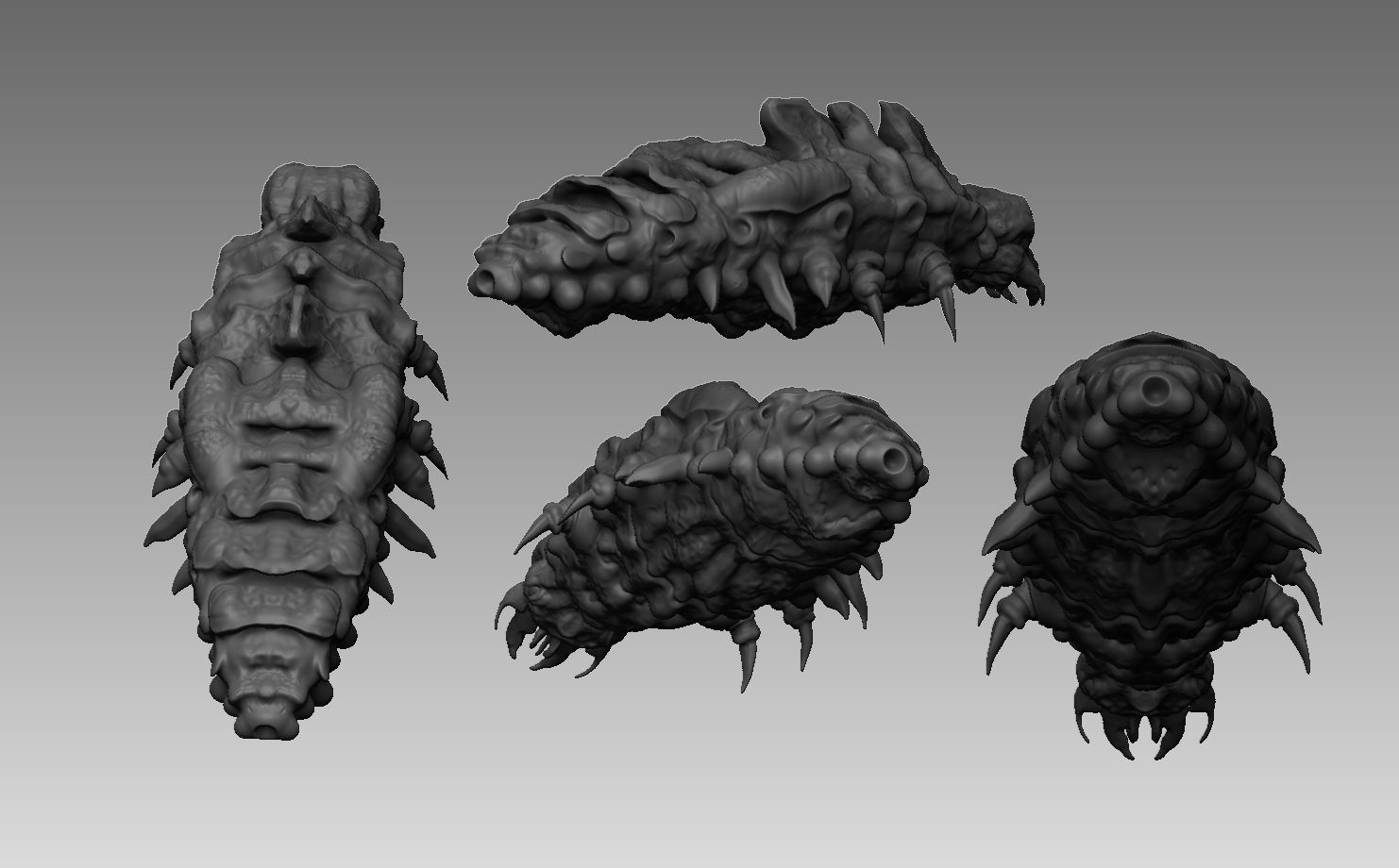 Alien Larva Highpoly Character  3D model_1