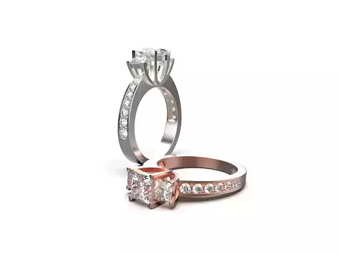 Solitaire engagement ring with 2 band styles
