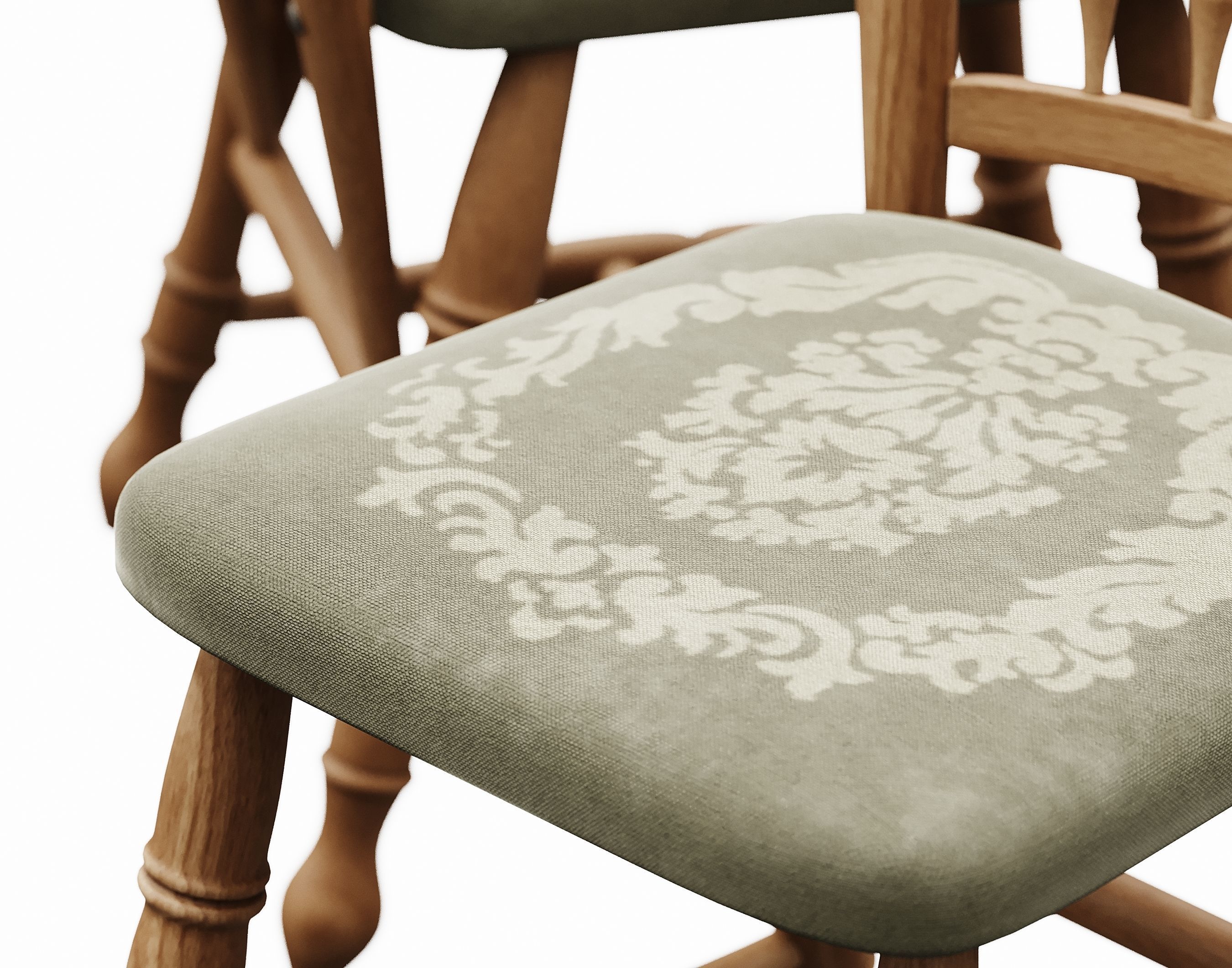Vintage antique Ukrainian wooden chair 3D model_5