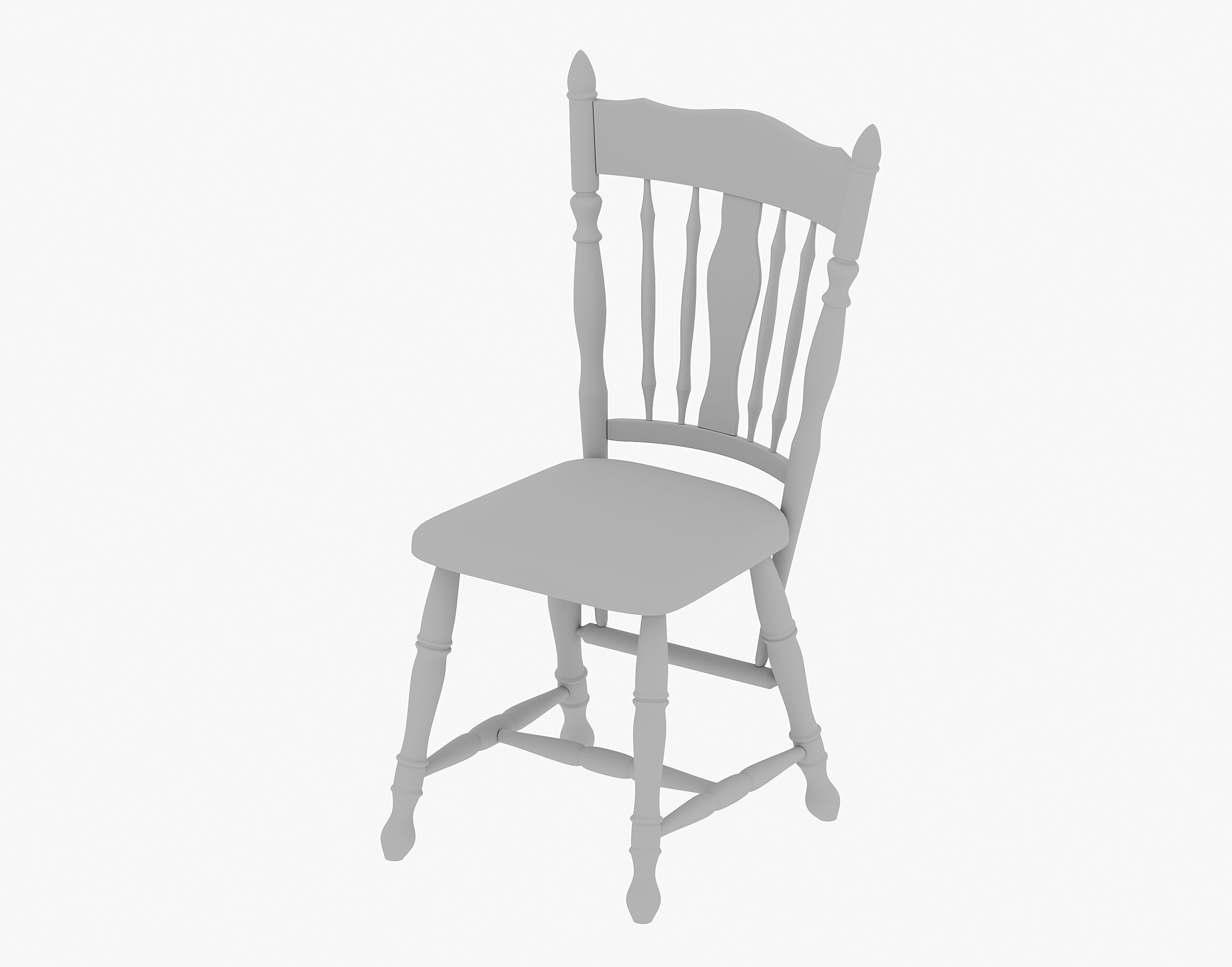 Vintage antique Ukrainian wooden chair 3D model_3