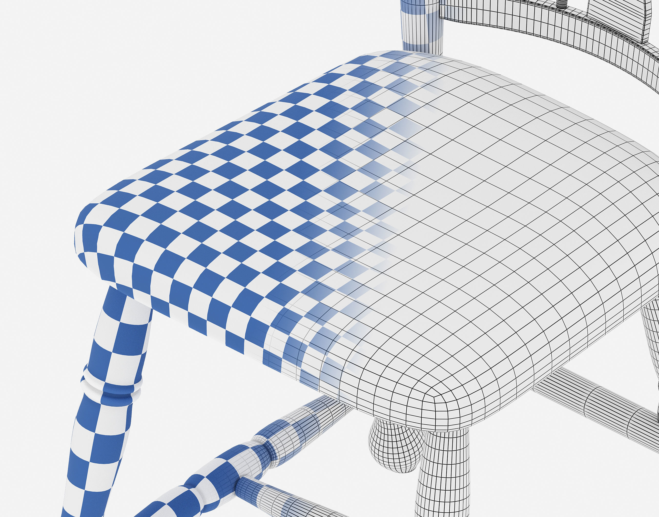 Vintage antique Ukrainian wooden chair 3D model_4