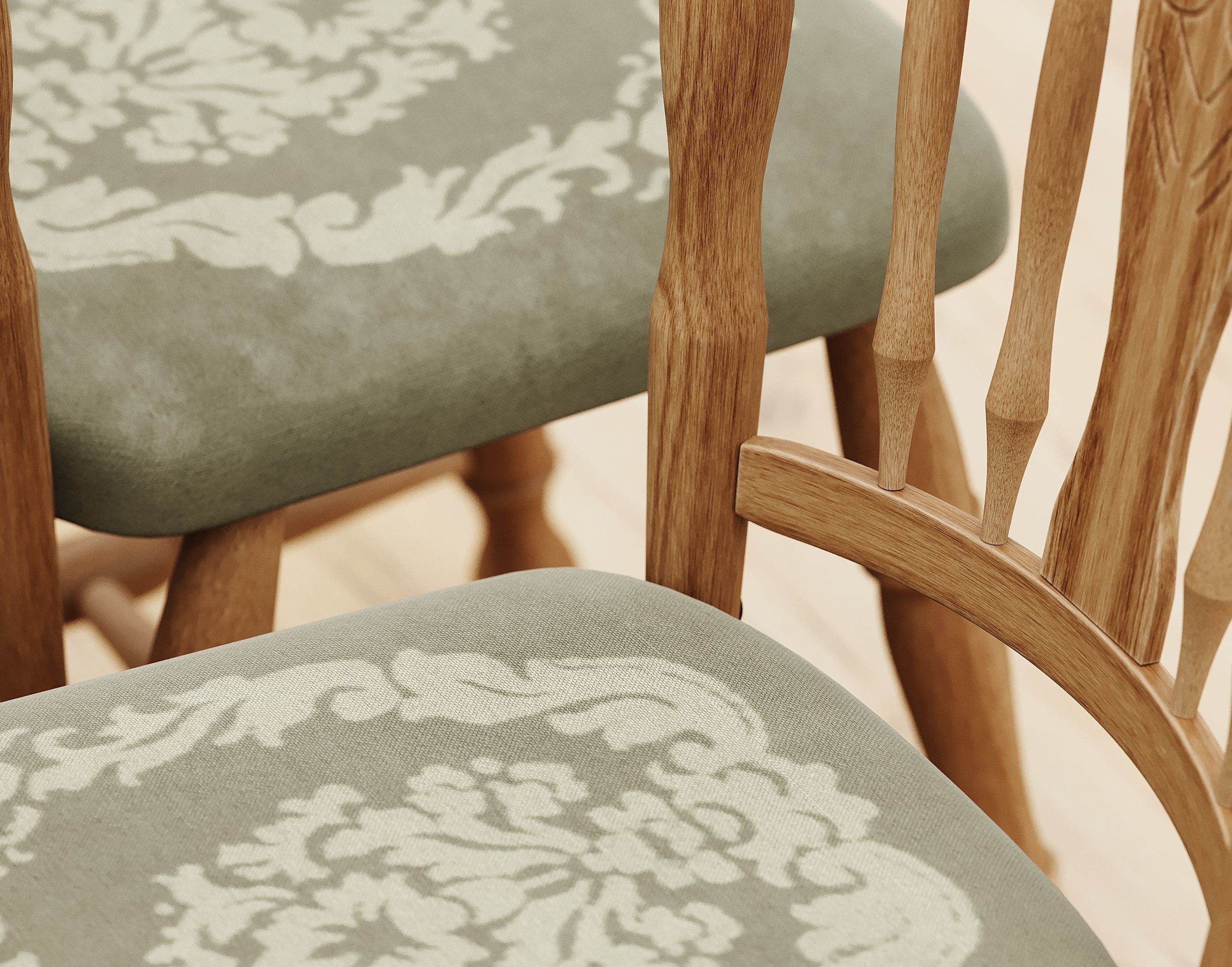 Vintage antique Ukrainian wooden chair 3D model_7