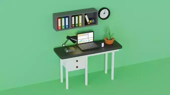 Cute 3D office mockup Scene