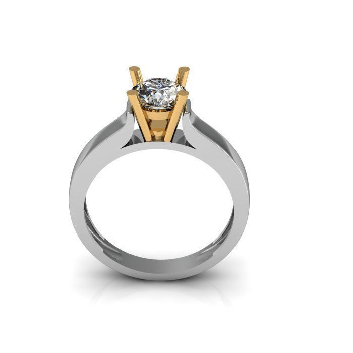 solitair ring 3D print model_4