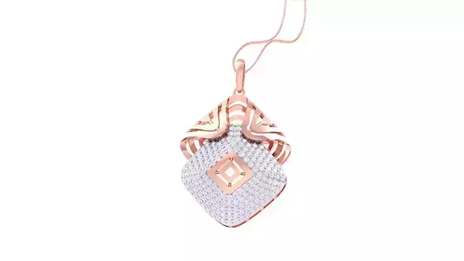 Women Diamond Cocktail Wire Mesh Pendant 3dm renders