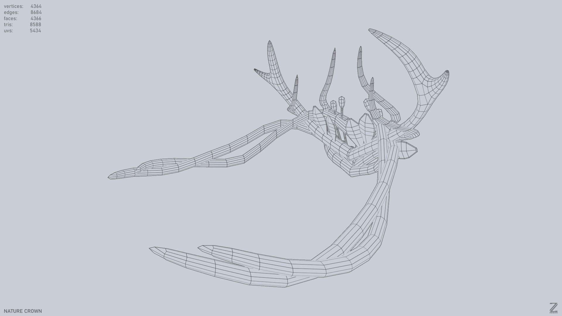 Nature crown Low-poly 3D model_14