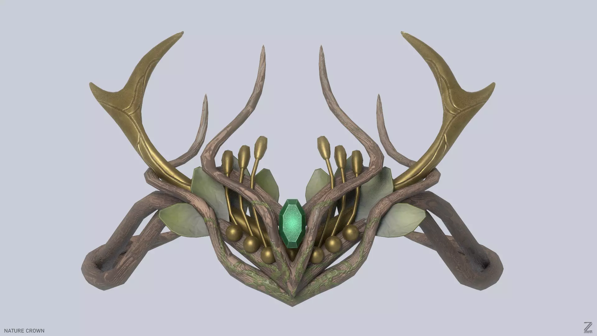 Nature crown Low-poly 3D model_0