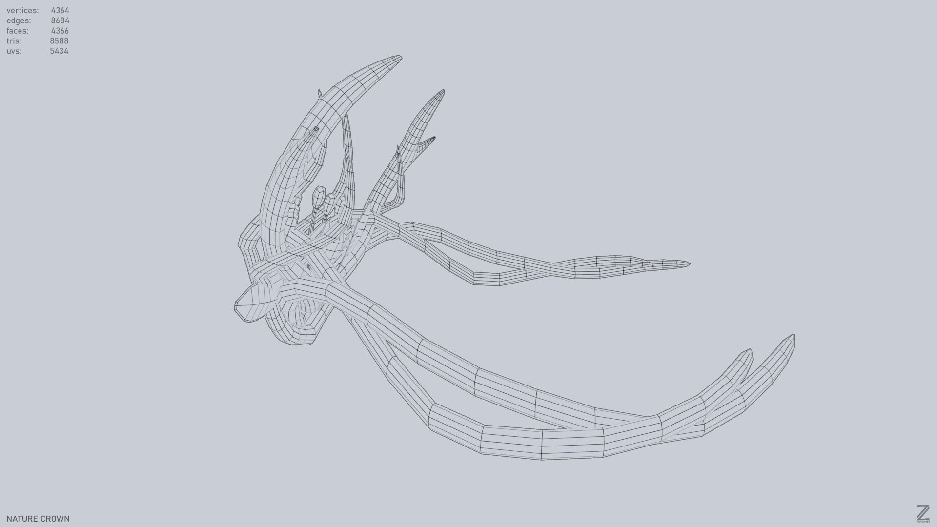 Nature crown Low-poly 3D model_11