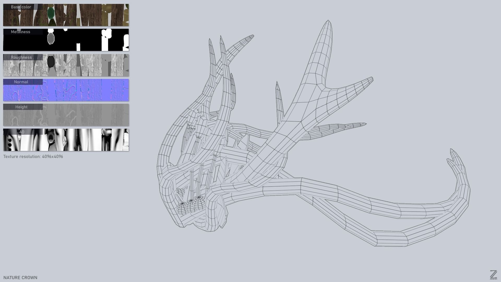 Nature crown Low-poly 3D model_2