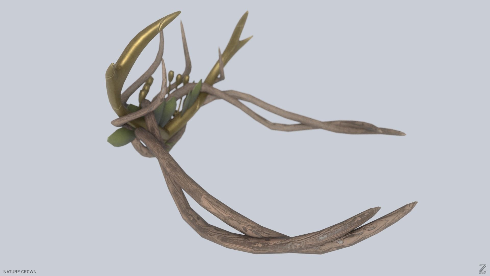 Nature crown Low-poly 3D model_4