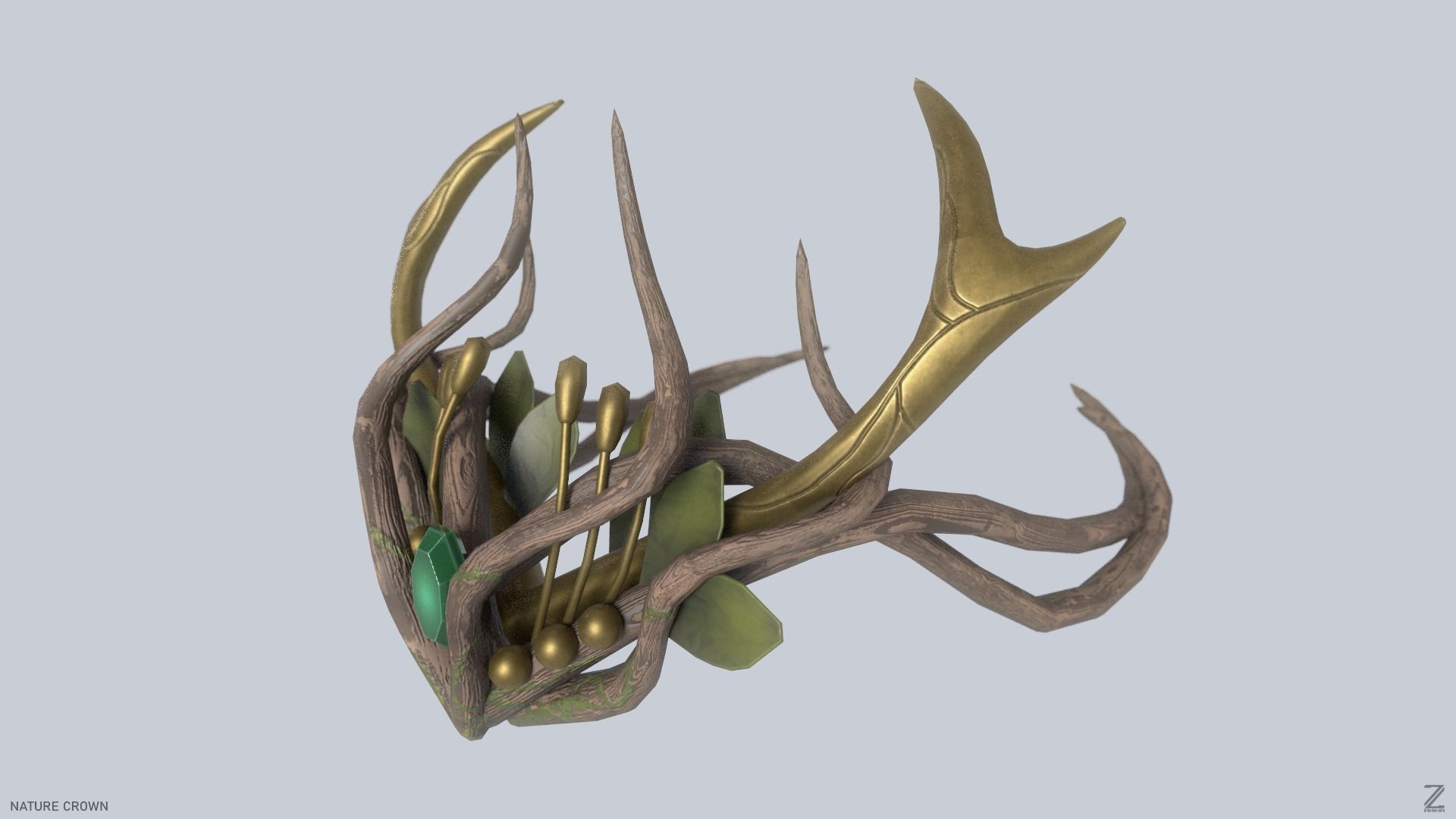 Nature crown Low-poly 3D model_1