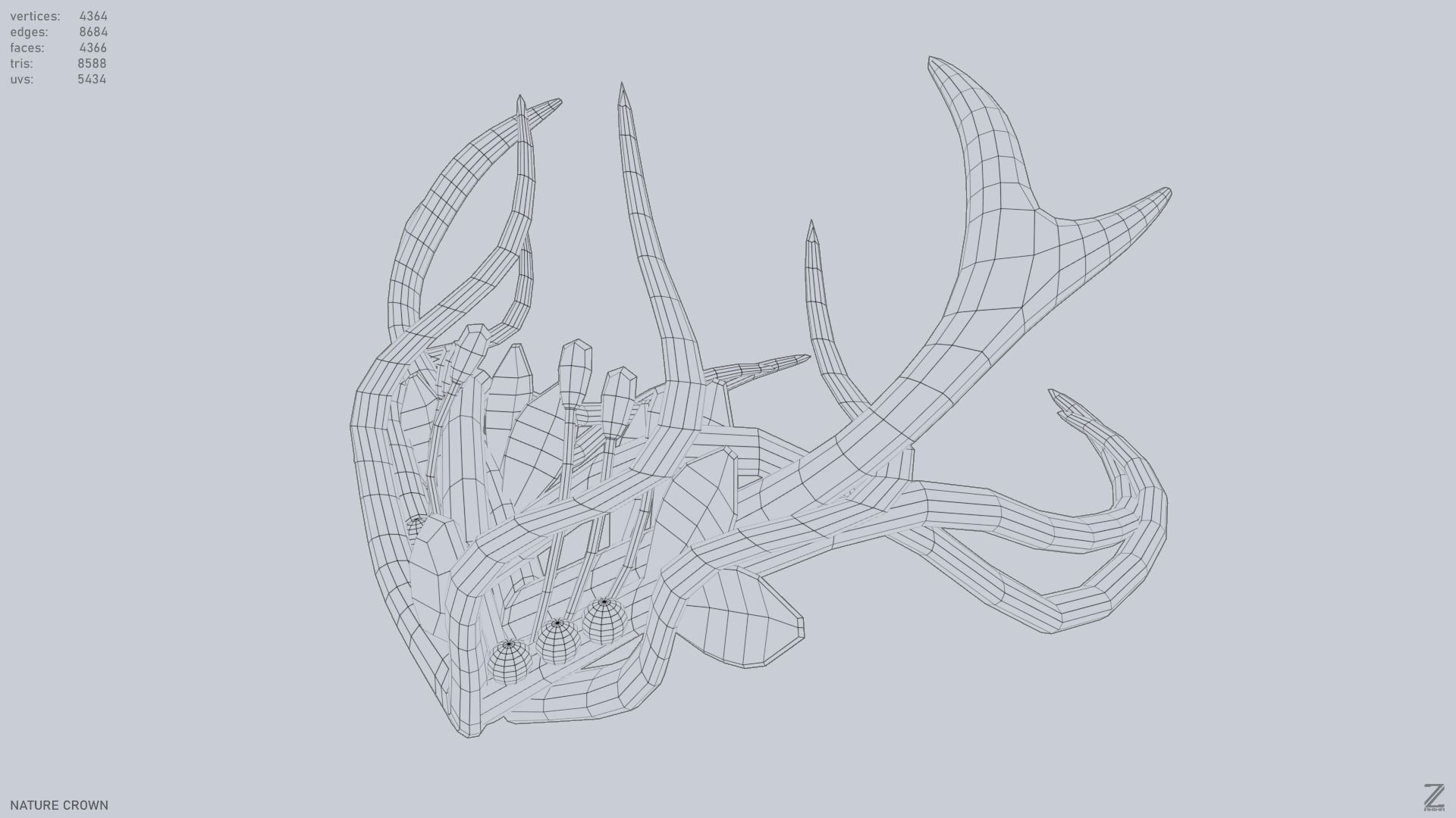 Nature crown Low-poly 3D model_9