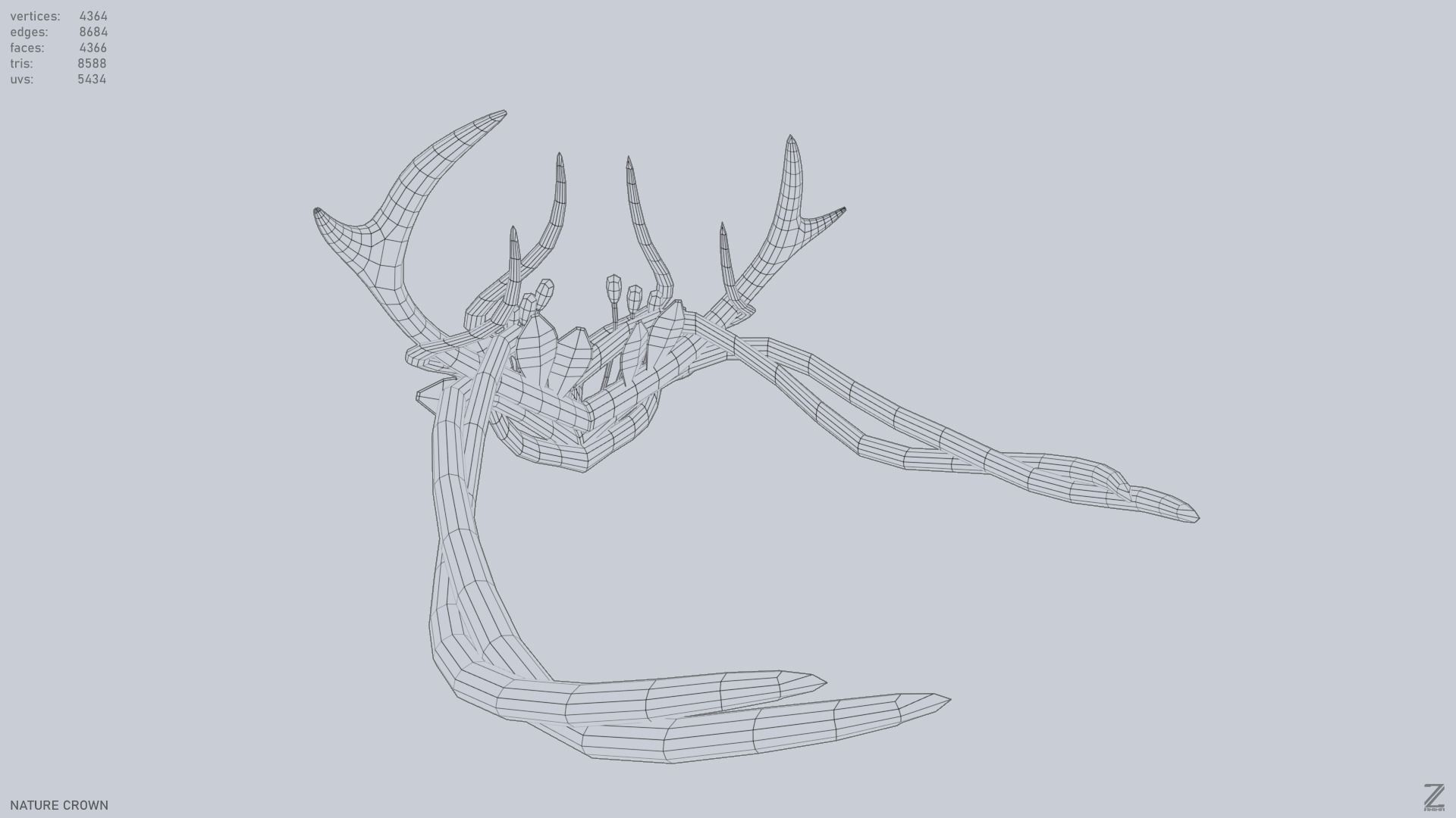 Nature crown Low-poly 3D model_12