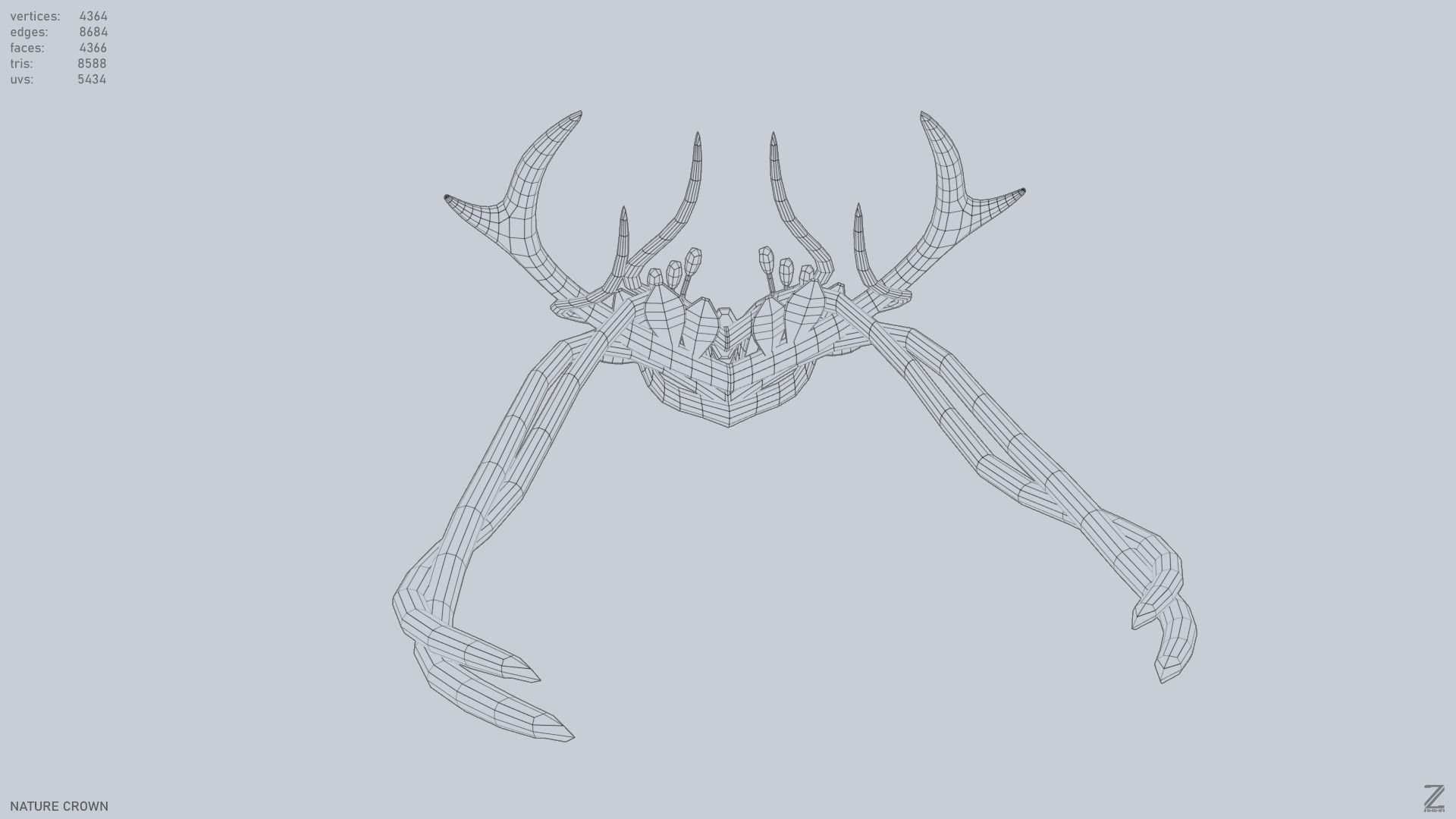 Nature crown Low-poly 3D model_13