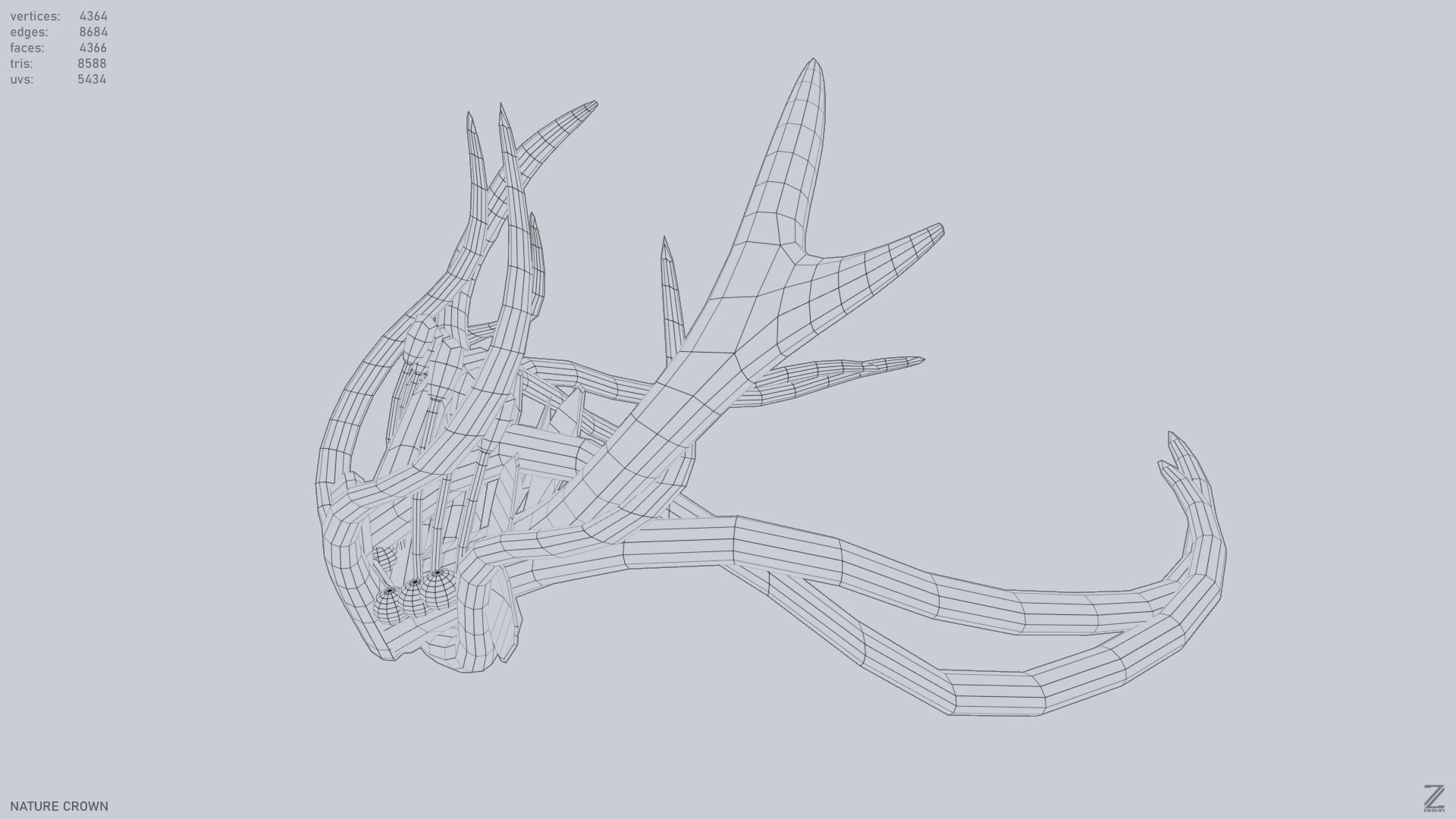 Nature crown Low-poly 3D model_10