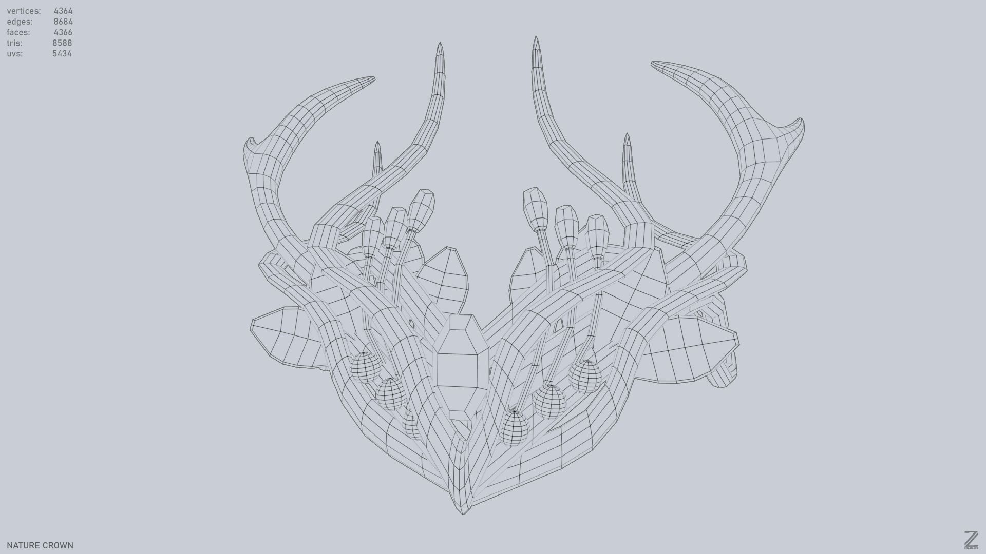 Nature crown Low-poly 3D model_8