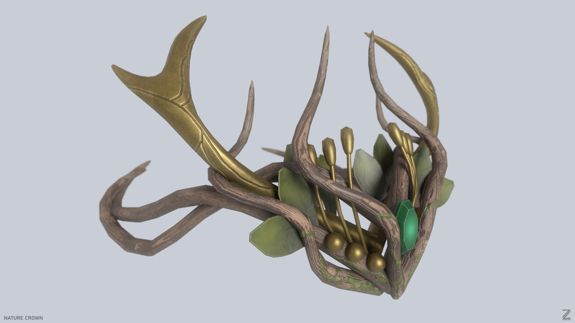 Nature crown Low-poly 3D model_7