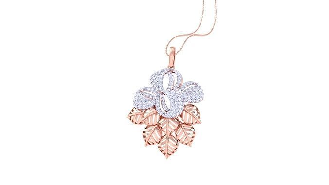 Women Diamond Cocktail Flower Leaf Pendant 3dm renders 3D print model