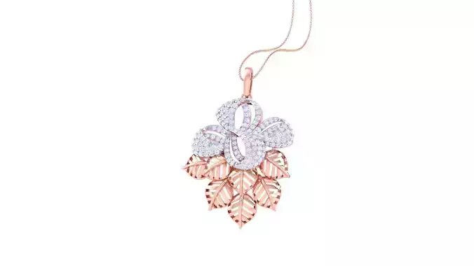 Women Diamond Cocktail Flower Leaf Pendant 3dm renders