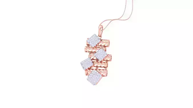 Women Mesh Wire Diamond Cocktail Pendant 3dm renders