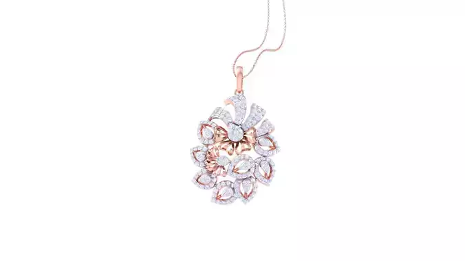Women Flower Diamond Cocktail Pendant 3dm renders