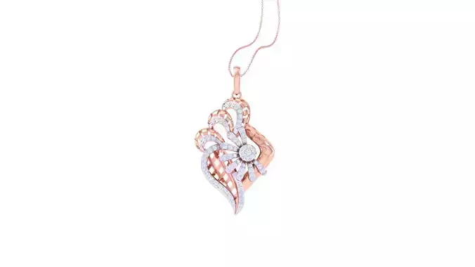 Women Diamond Flower Cocktail Pendant 3dm renders